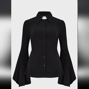 Killstar Black Flared Sleeve Blouse